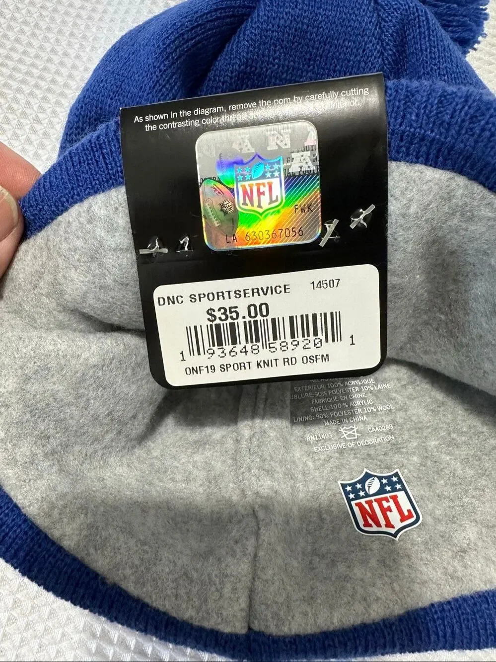 New York Giants New Era Brand Pom Knit Winter Hat OFFICIAL NFL Apparel NWT A865
